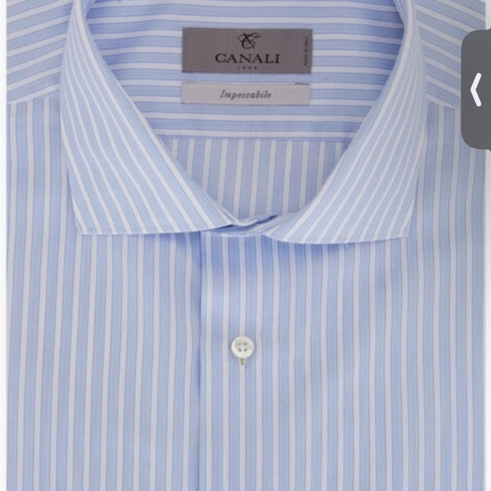 Canali Light Blue Striped Dress Shirt
